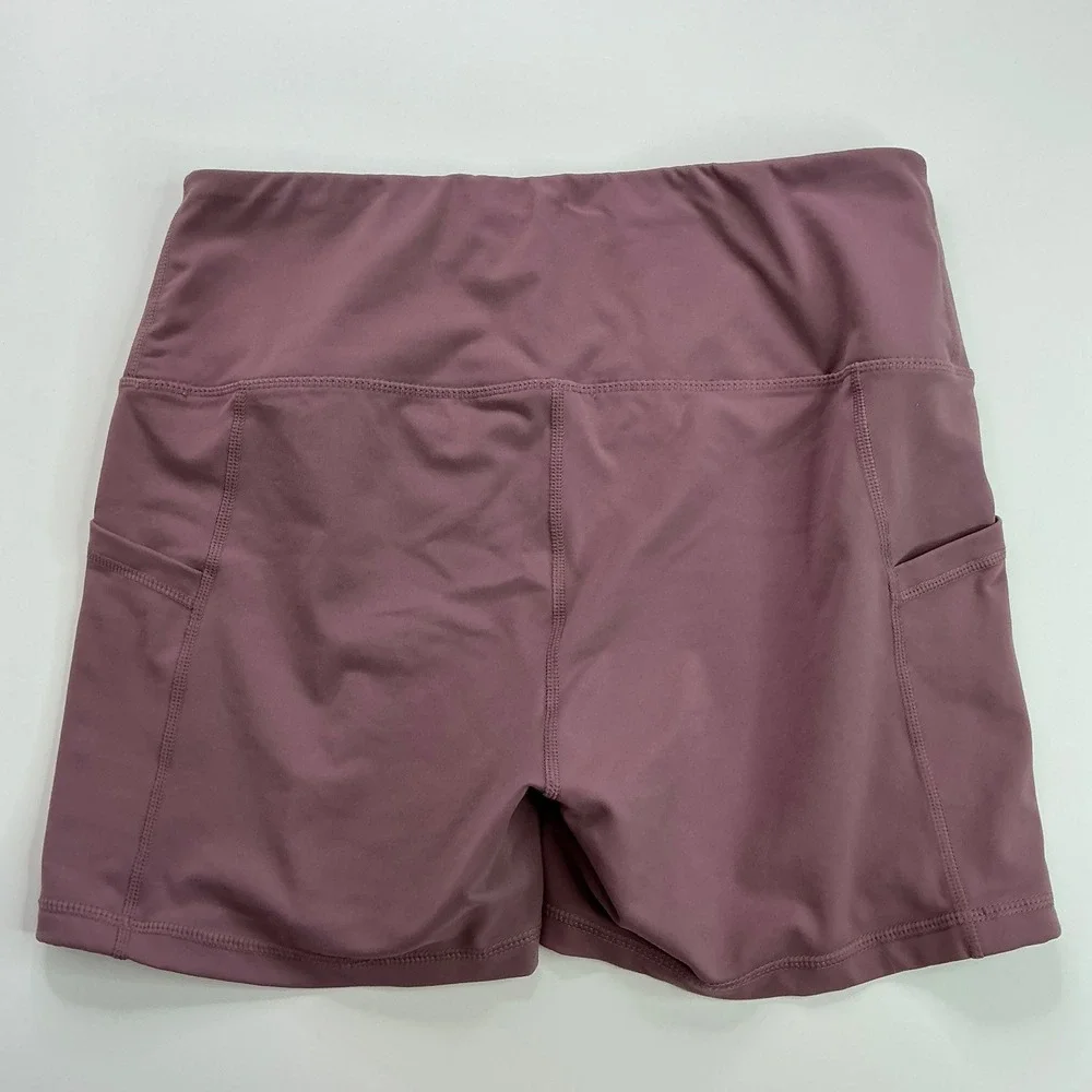 Active Life Moonlight Mauve Athletic Biker Shorts Women XL High Waist Pockets